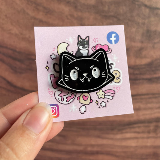 Acrylic Black Vampire Cat Pin