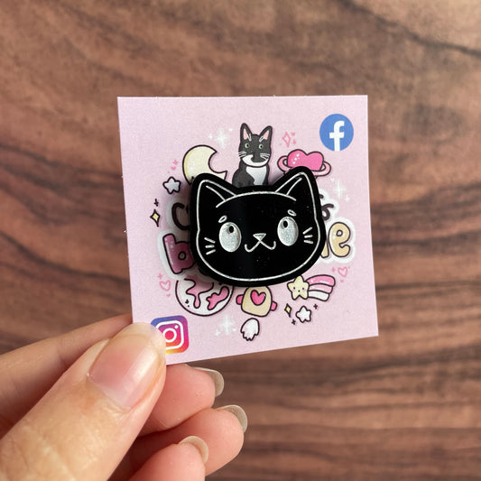 Acrylic Black Cute Cat Pin