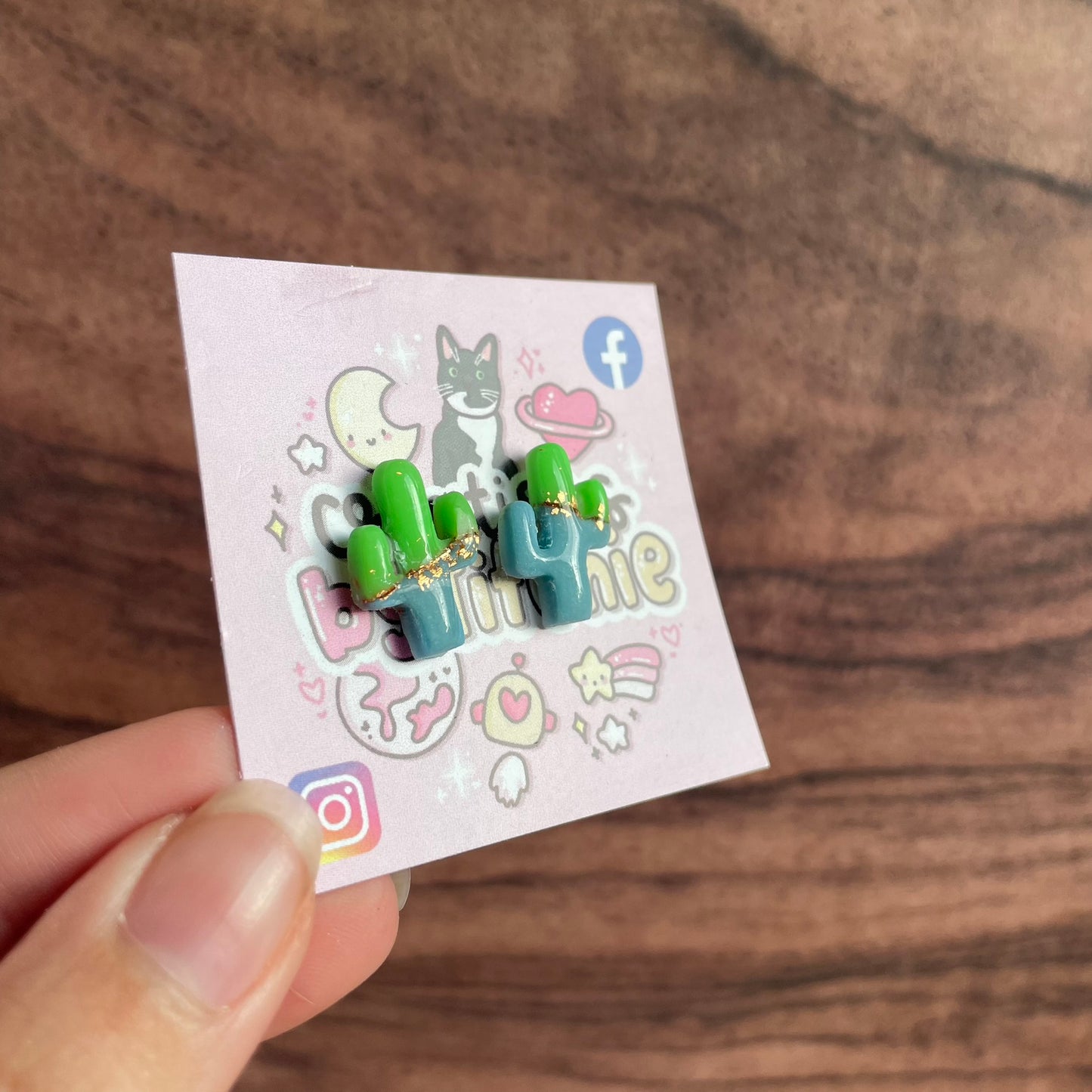Blue/Green Cactus Clay Studs
