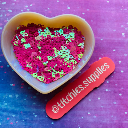 Hollow Heart Cut Out Confetti - Hot Pink Iridescent