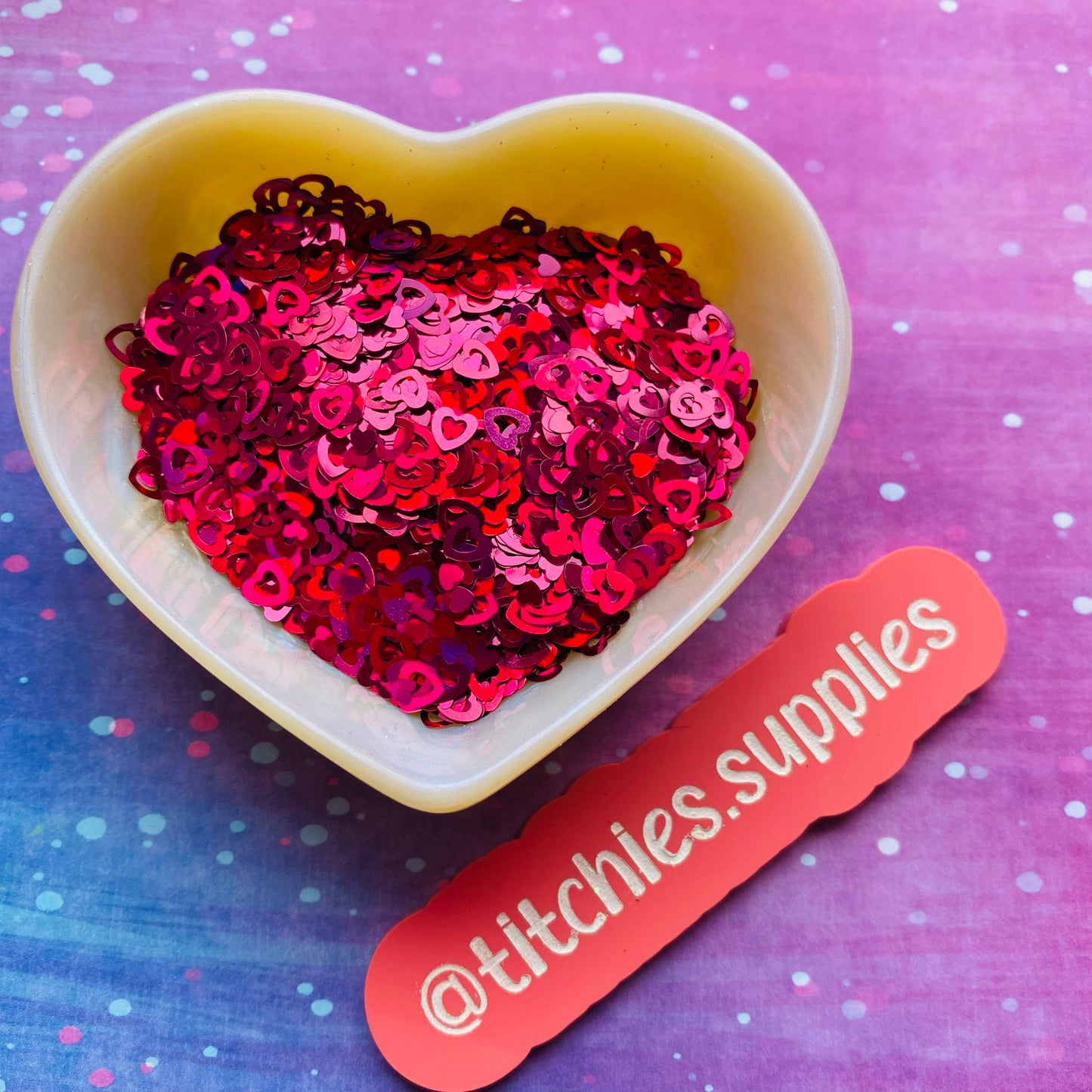 Hollow Heart Cut Out Confetti - Hot Pink Holographic