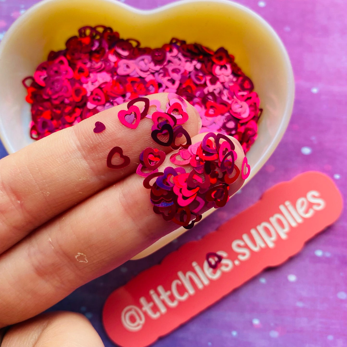 Hollow Heart Cut Out Confetti - Hot Pink Holographic