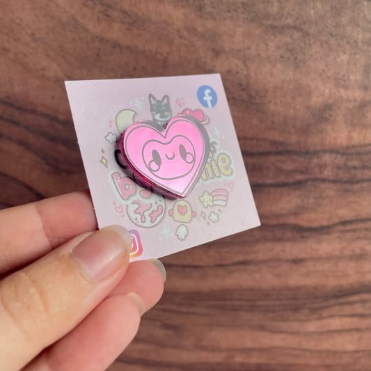 Pink Mirror Acrylic Frog Heart Pin