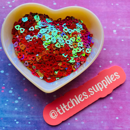 Hollow Heart Cut Out Confetti - Red Iridescent