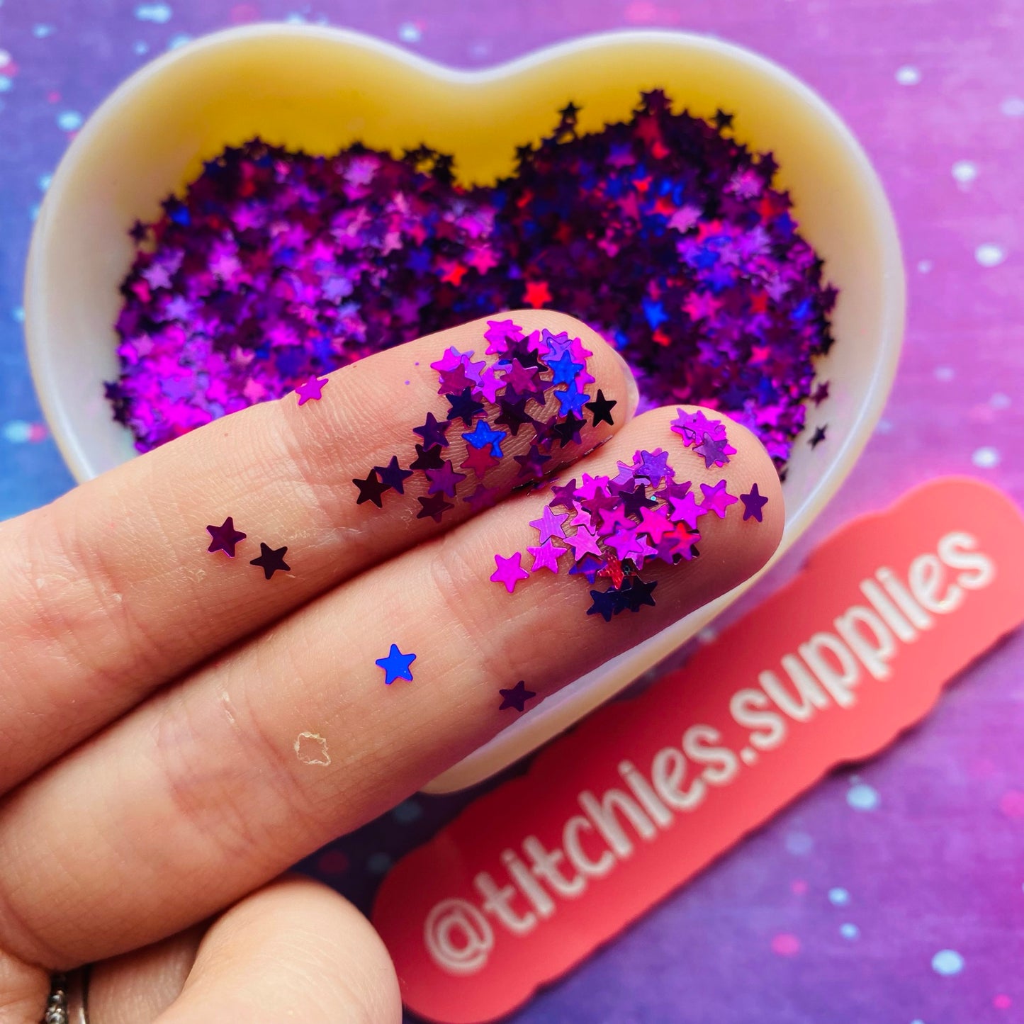 Stars Confetti - Purple Holographic