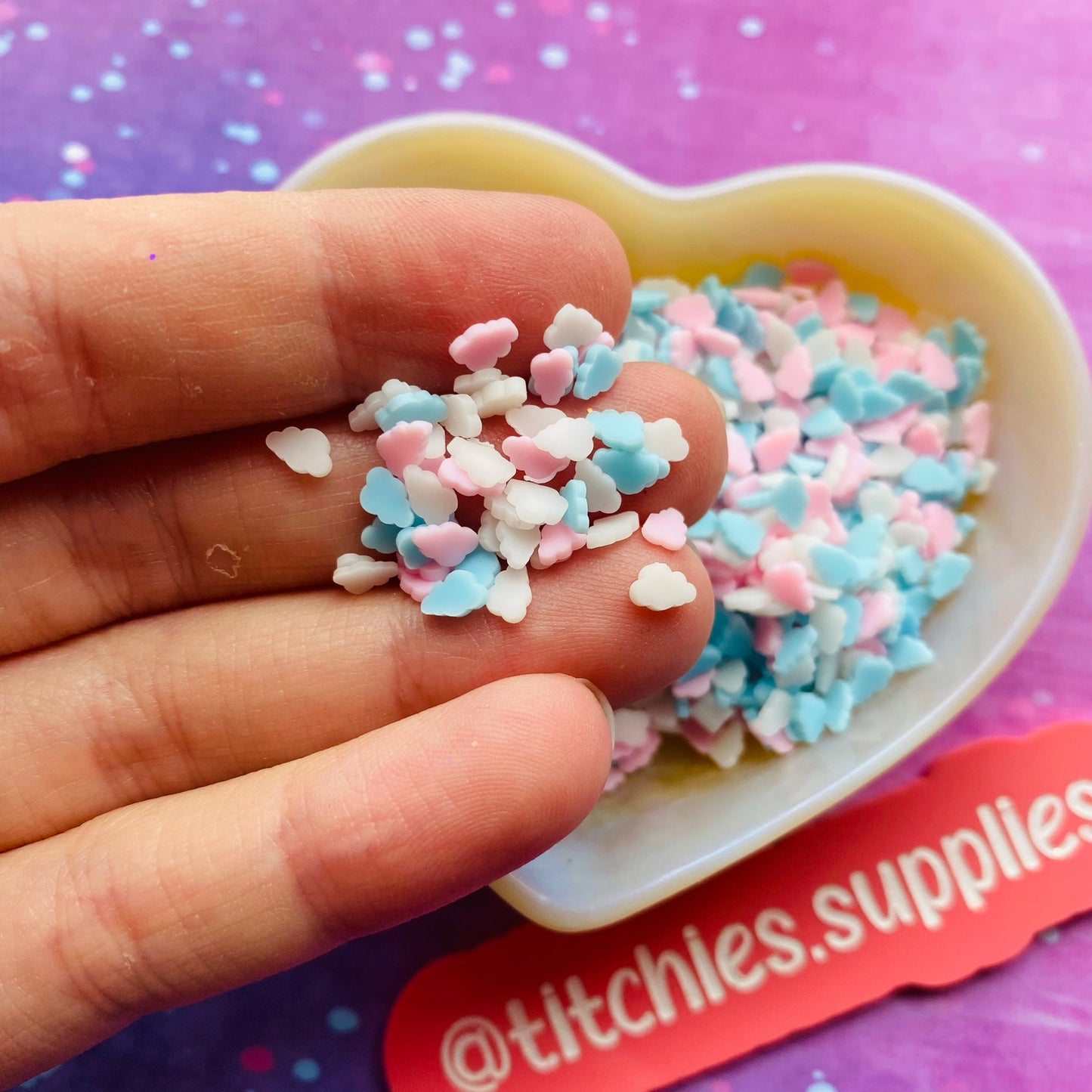 Fluffy Pink, Blue and White Clouds Clay Slices
