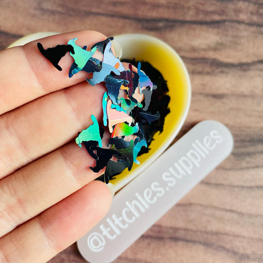 Witch Hat Confetti -  Holographic Black
