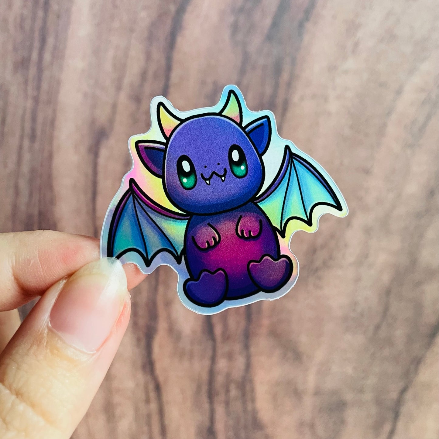 Holographic Cute Purple Dragon Sticker