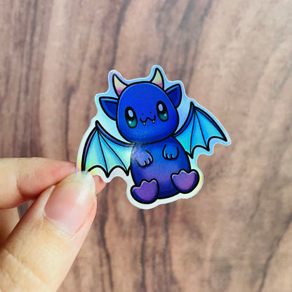 Holographic Cute Purple Dragon Sticker