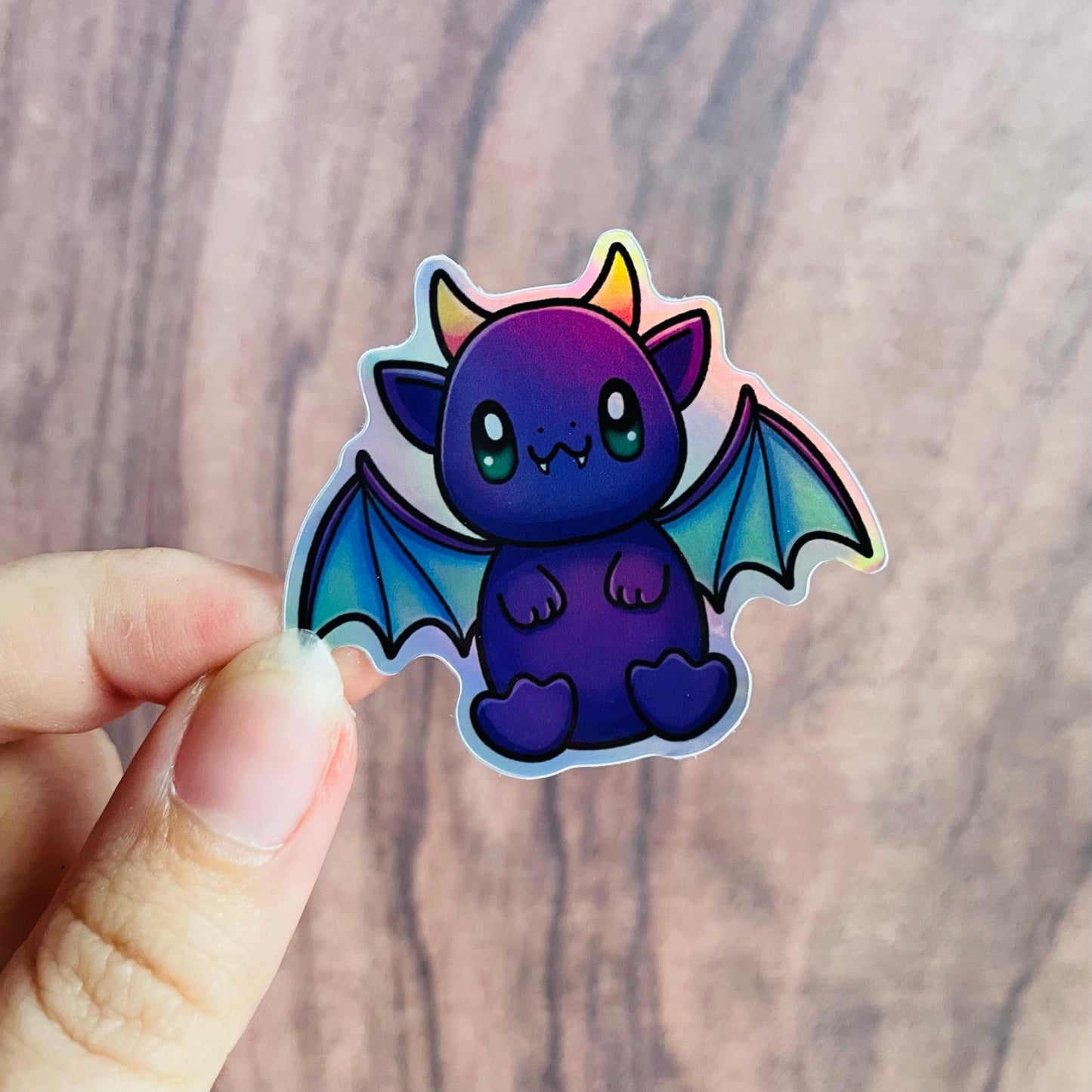 Holographic Cute Purple Dragon Sticker