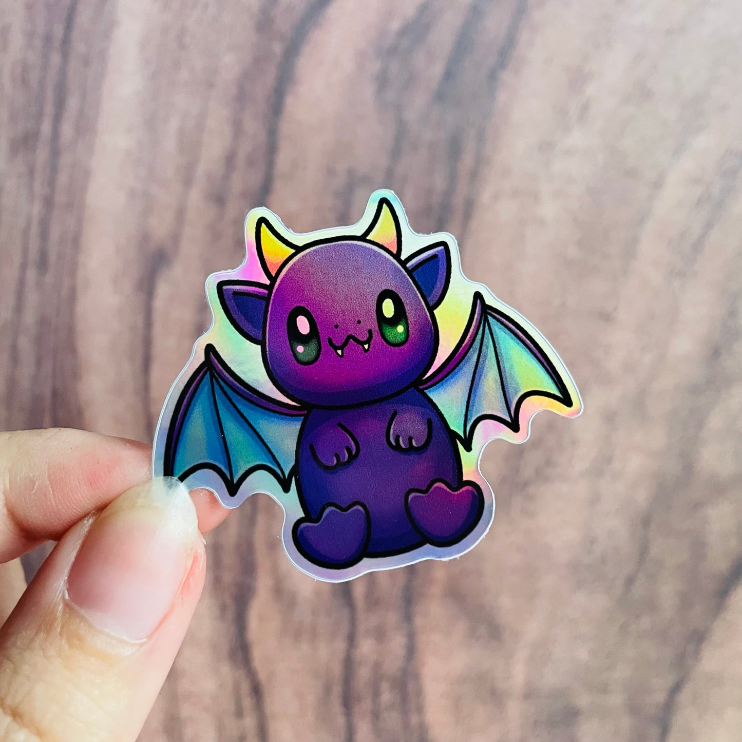 Holographic Cute Purple Dragon Sticker