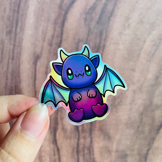 Holographic Cute Purple Dragon Sticker