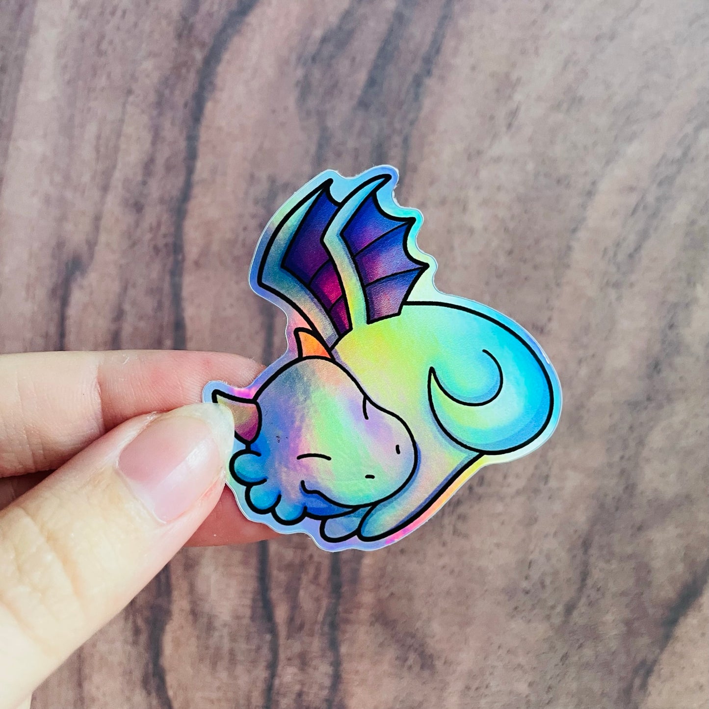 Holographic Sleeping Blue Dragon Sticker