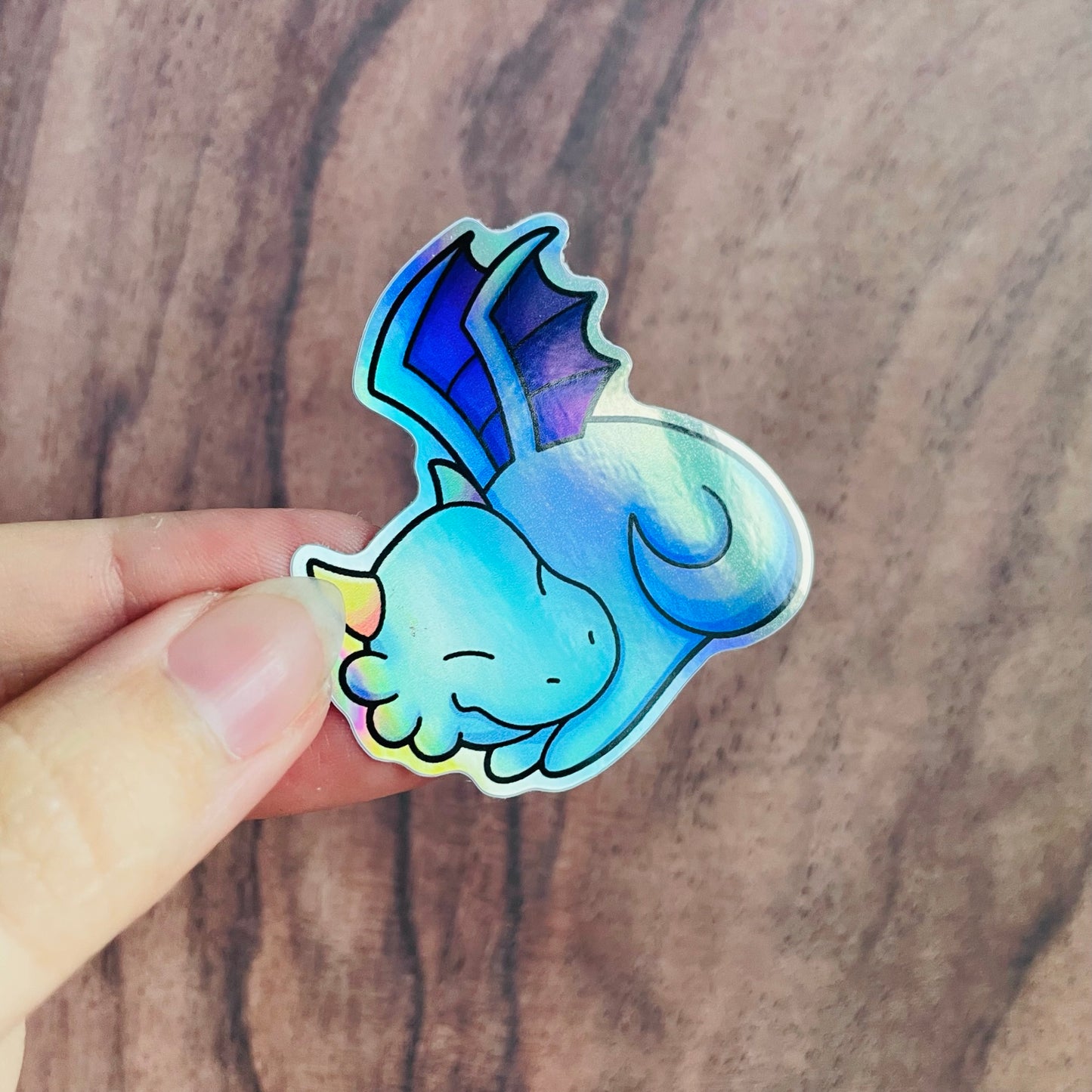 Holographic Sleeping Blue Dragon Sticker