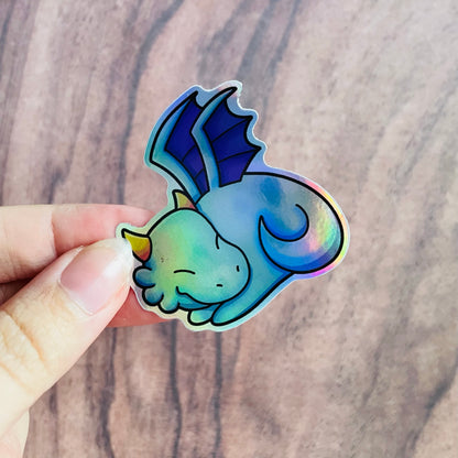 Holographic Sleeping Blue Dragon Sticker