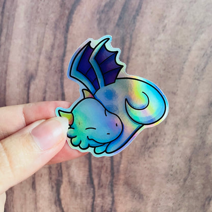 Holographic Sleeping Blue Dragon Sticker