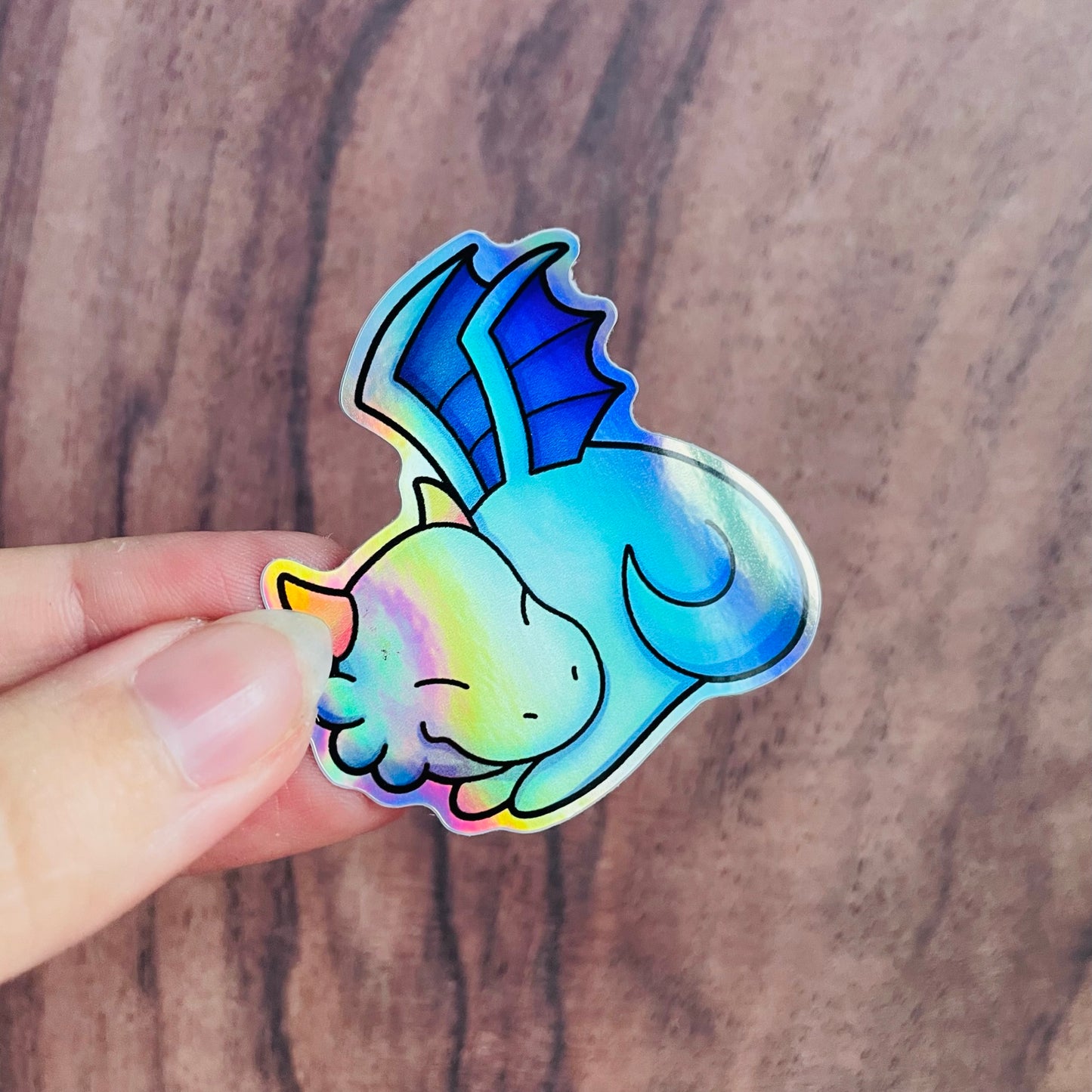 Holographic Sleeping Blue Dragon Sticker