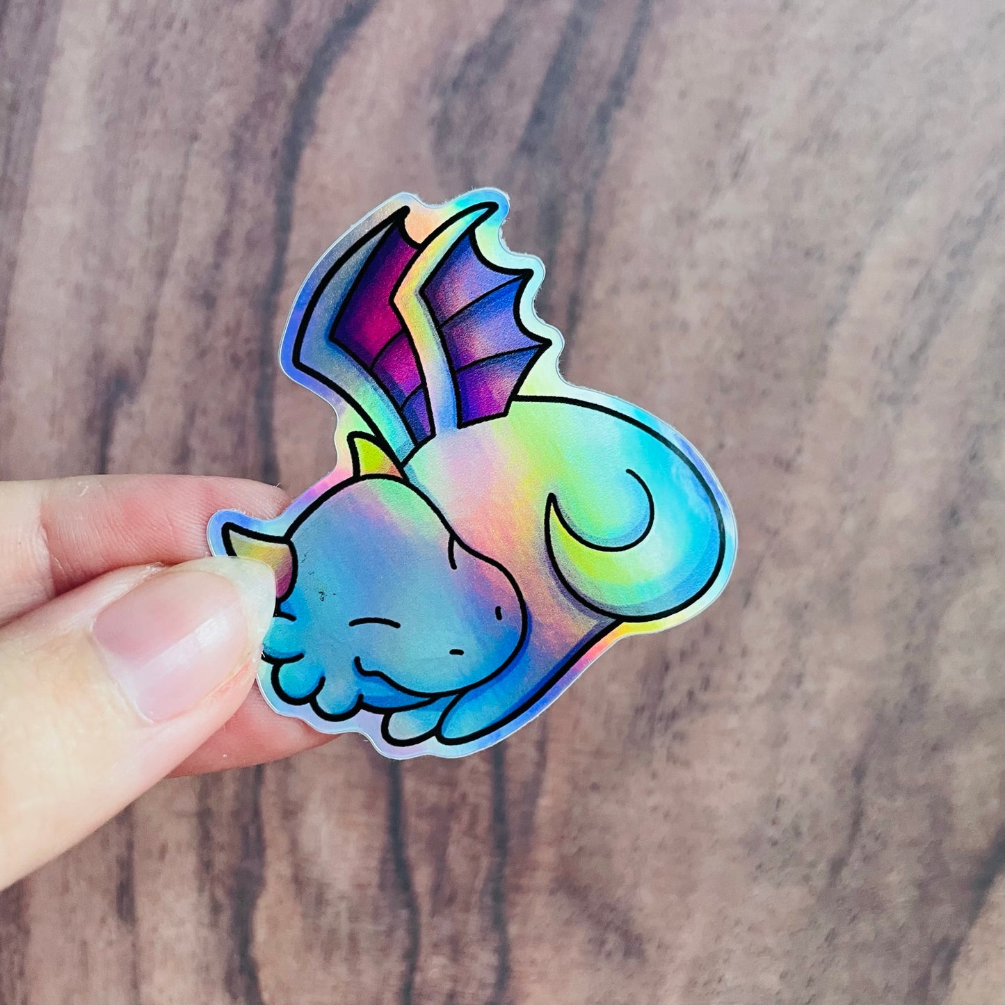 Holographic Sleeping Blue Dragon Sticker