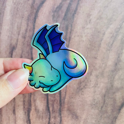 Holographic Sleeping Blue Dragon Sticker