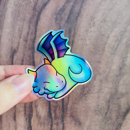 Holographic Sleeping Blue Dragon Sticker