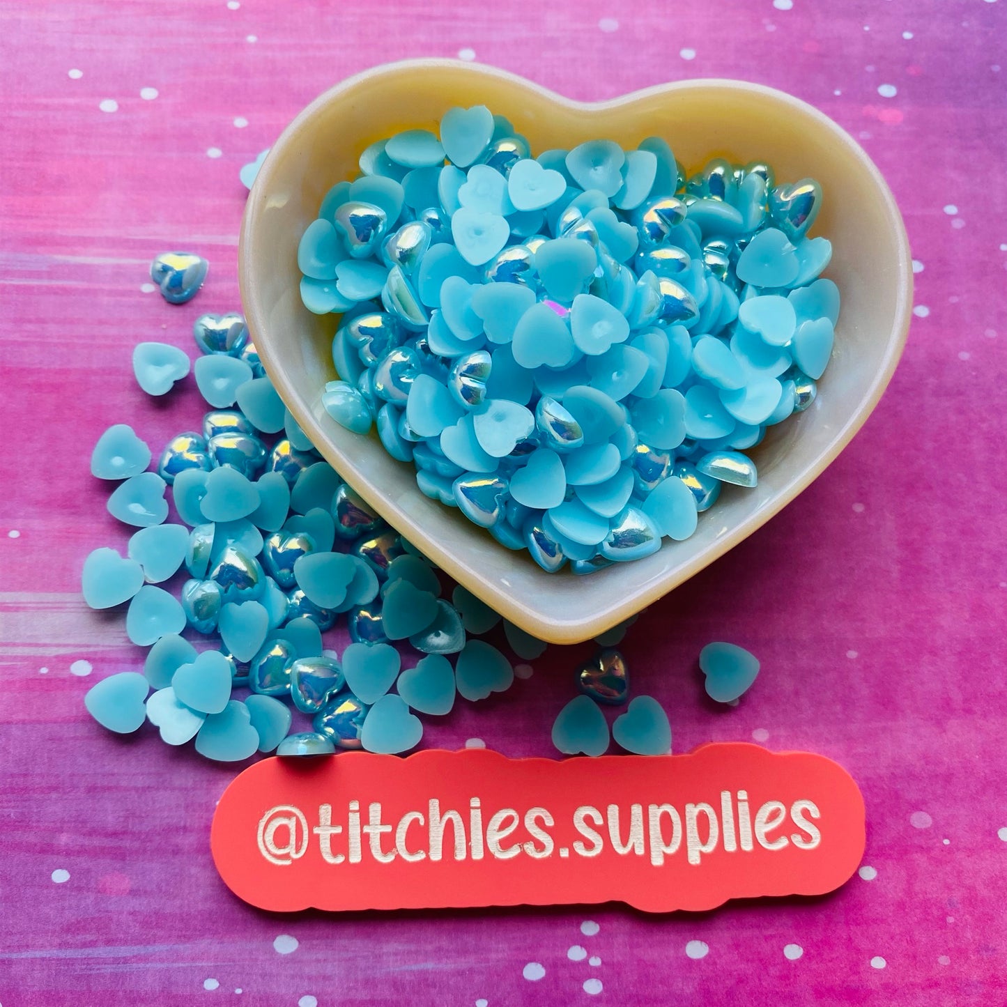 Resin Cabochon - 8mm Hearts - Sky Blue