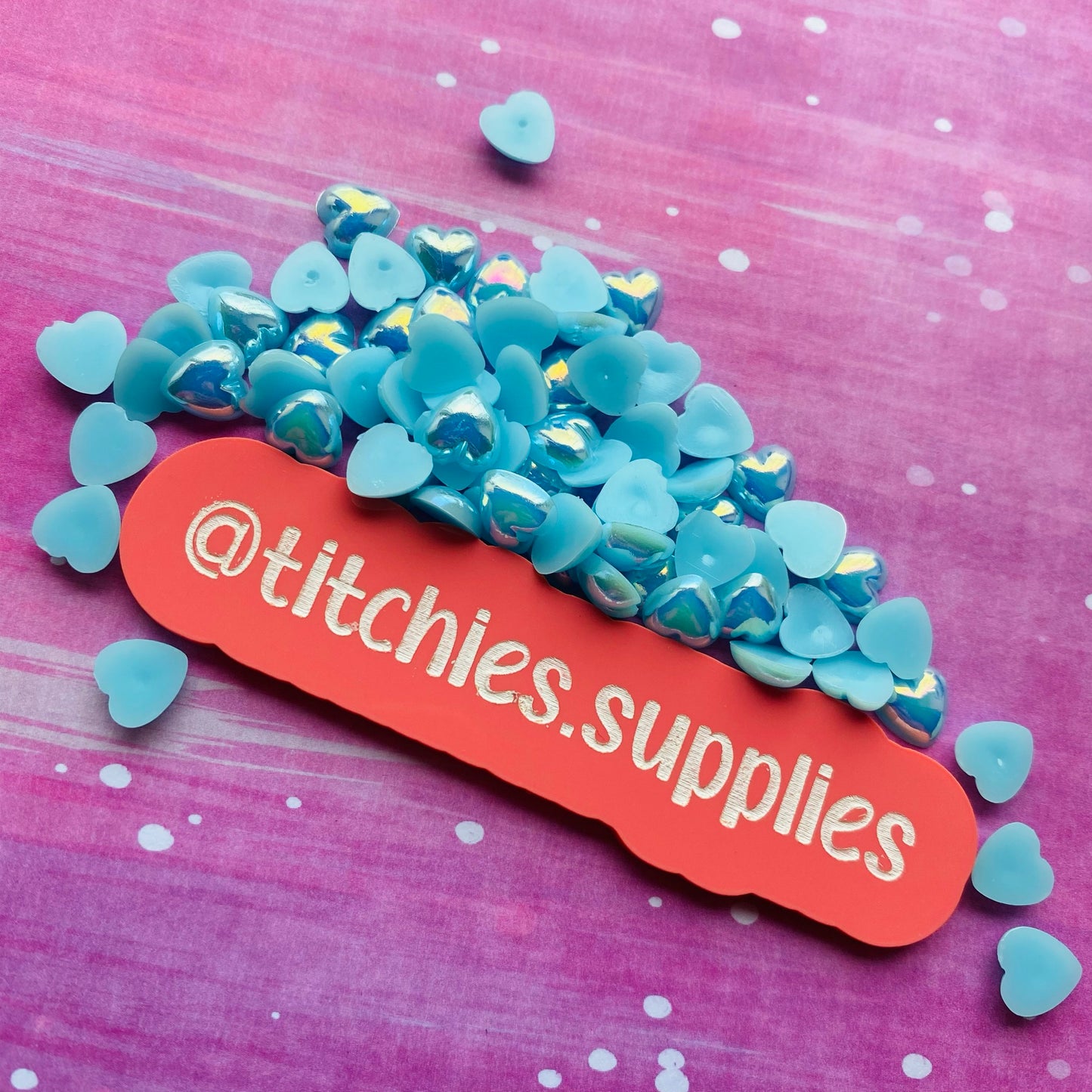 Resin Cabochon - 8mm Hearts - Sky Blue