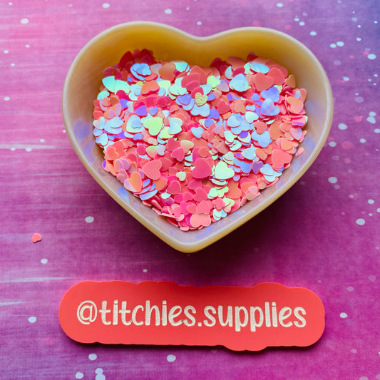 Mixed Size Heart Confetti - Iridescent Pink