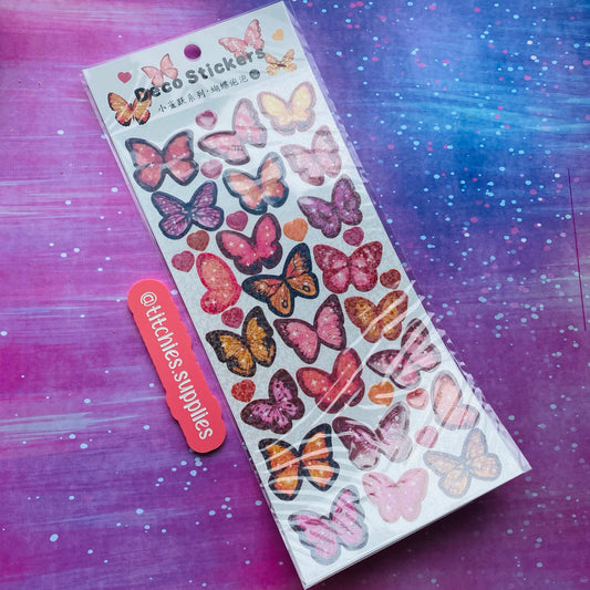 1 Sheet Holographic Glitter Butterfly Stickers - Oranges