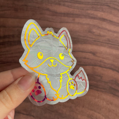 Cute Sitting Fox Rainbow Maker Window Sticker