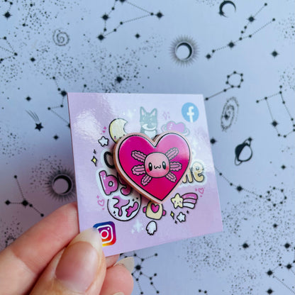 Acrylic Axolotl Heart Pin