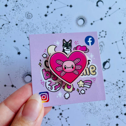 Acrylic Axolotl Heart Pin