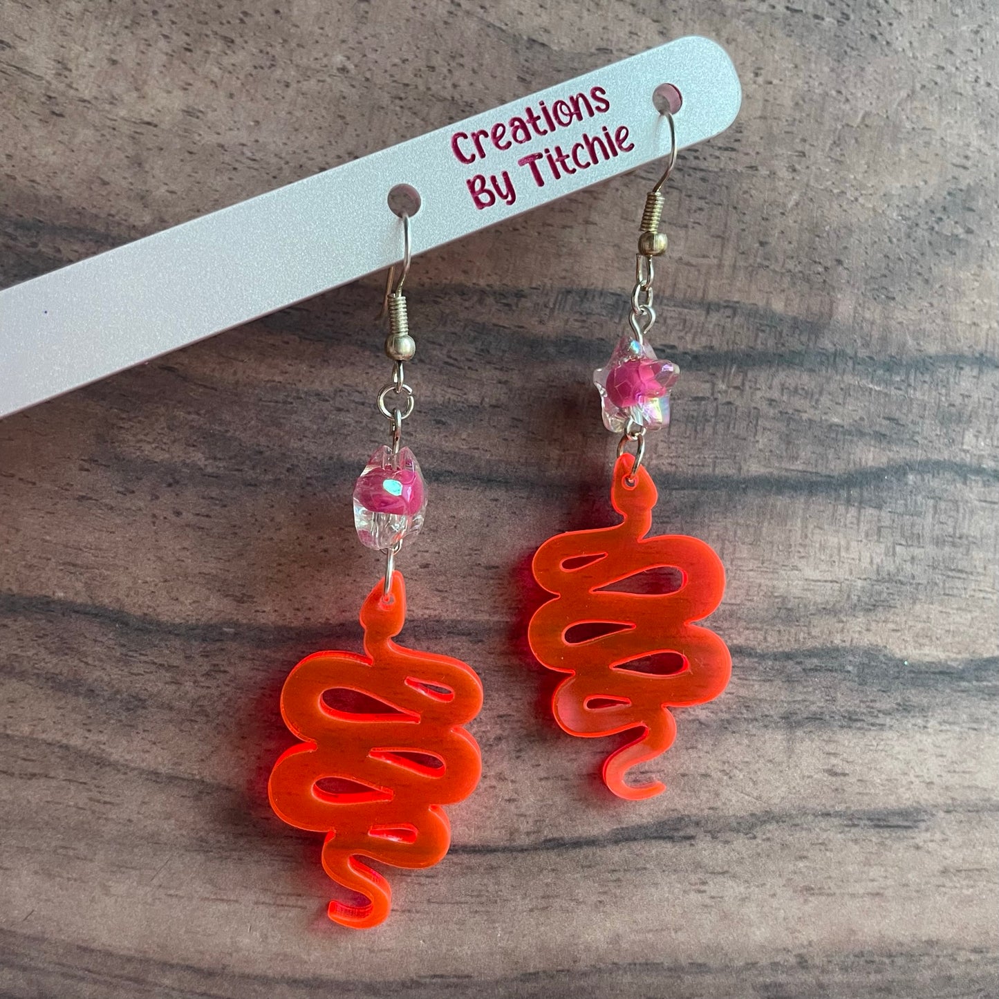 Acrylic Red Snake Earrings