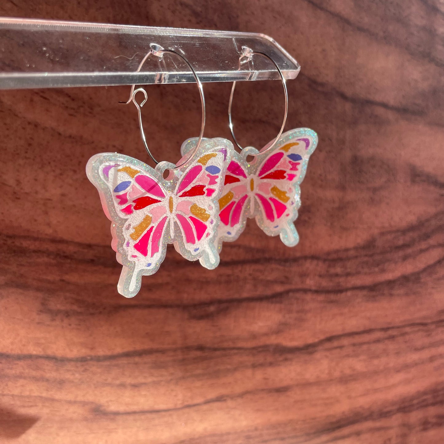 Resin Glittery Butterfly Earrings