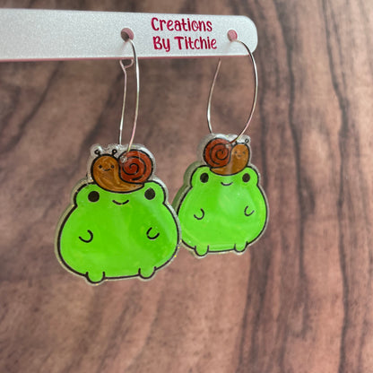Resin Snail Frog Earrings