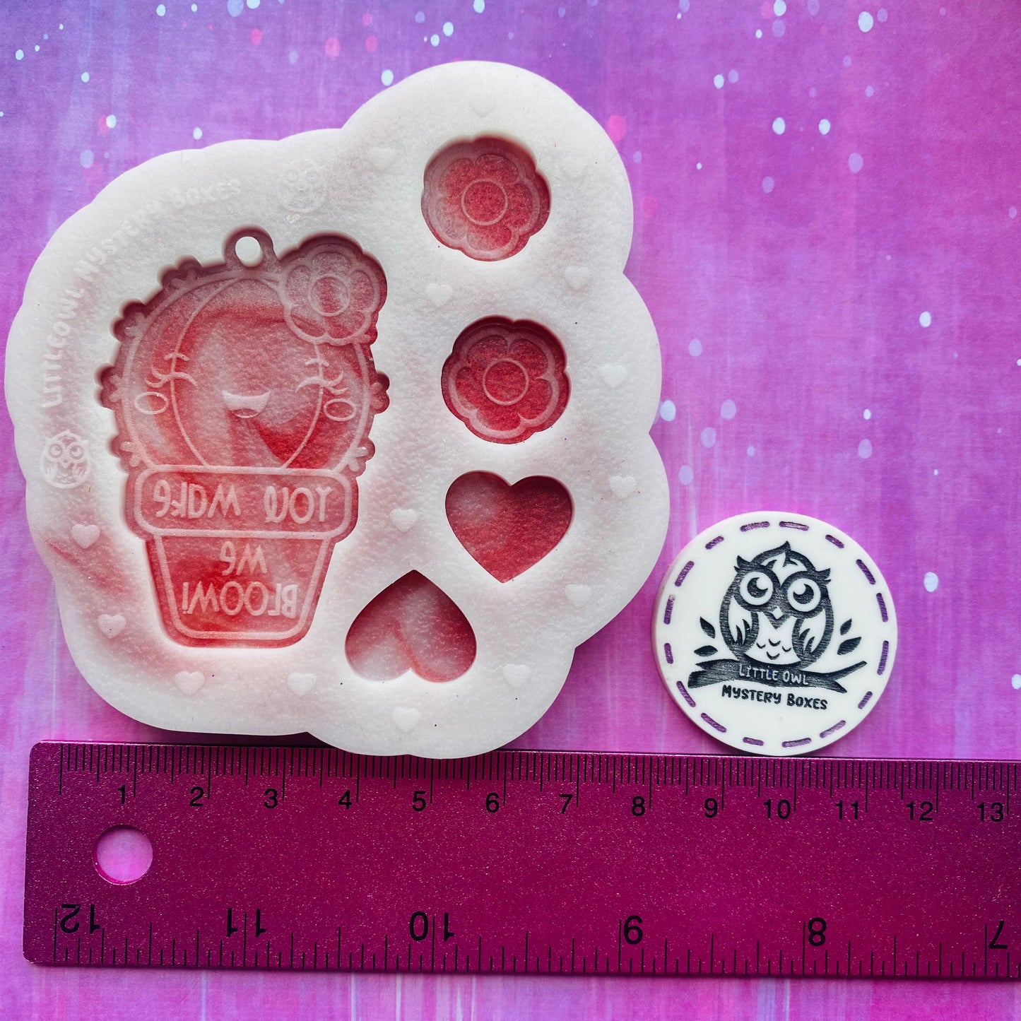 Little Owl Mould - Sweetheart Box Cactus Pendant and Studs