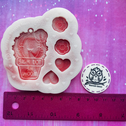 Little Owl Mould - Sweetheart Box Cactus Pendant and Studs