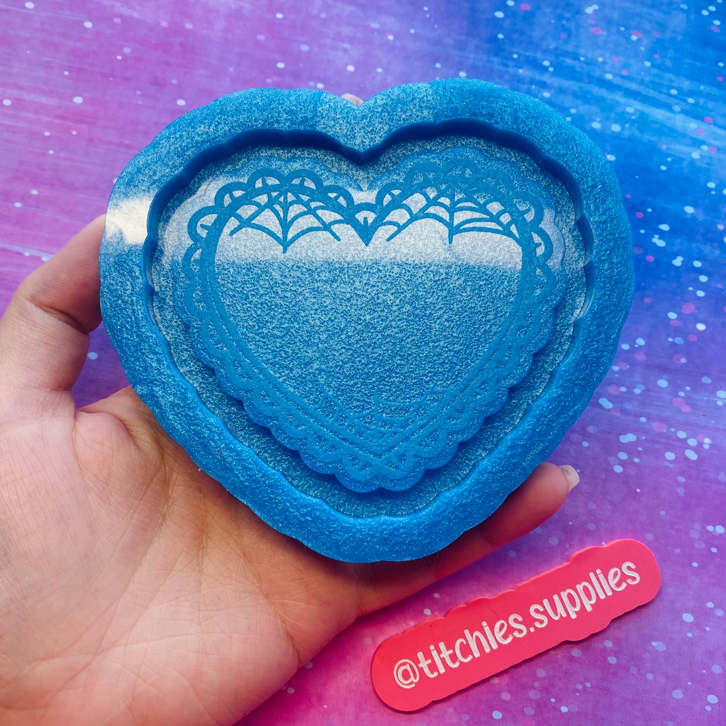 Frilly Web Heart Tray Mould, 8mm Thick