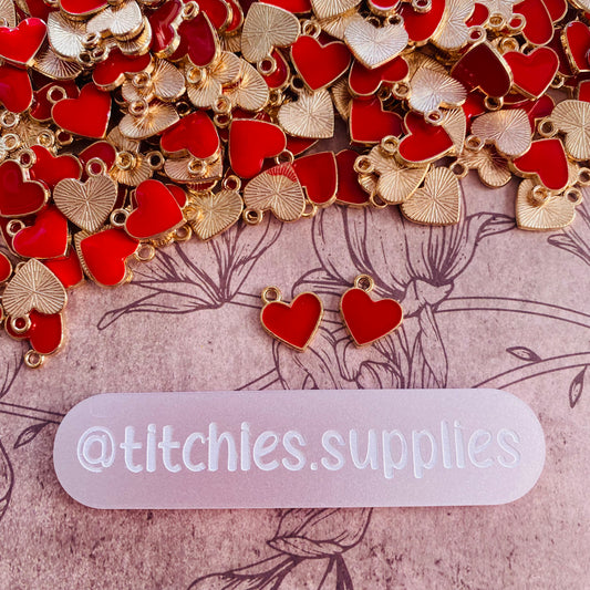 Metal Charms - Red Hearts (x5)