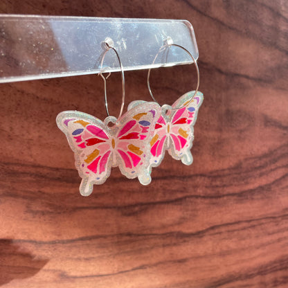 Resin Glittery Butterfly Earrings